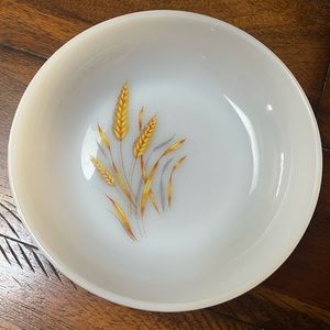 2 Vintage Anchor Hocking Wheat Milk Glass Cereal Bowls